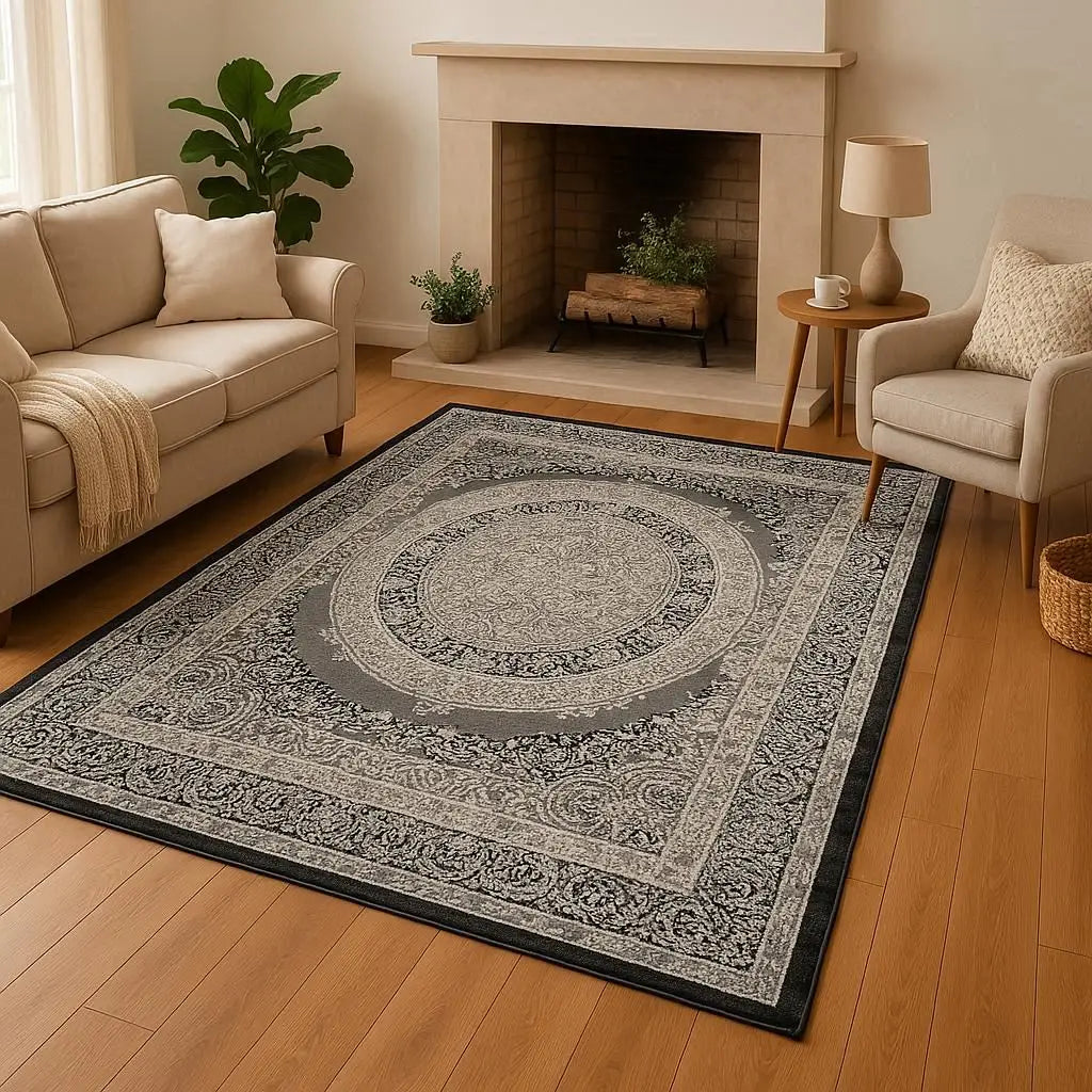 Ανάγλυφο χαλί Grey Medallion