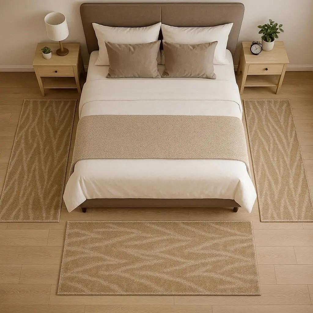 3τμχ Σετ κρεβατοκάμαρας Ανάγλυφα Εκρού-Μπέζ