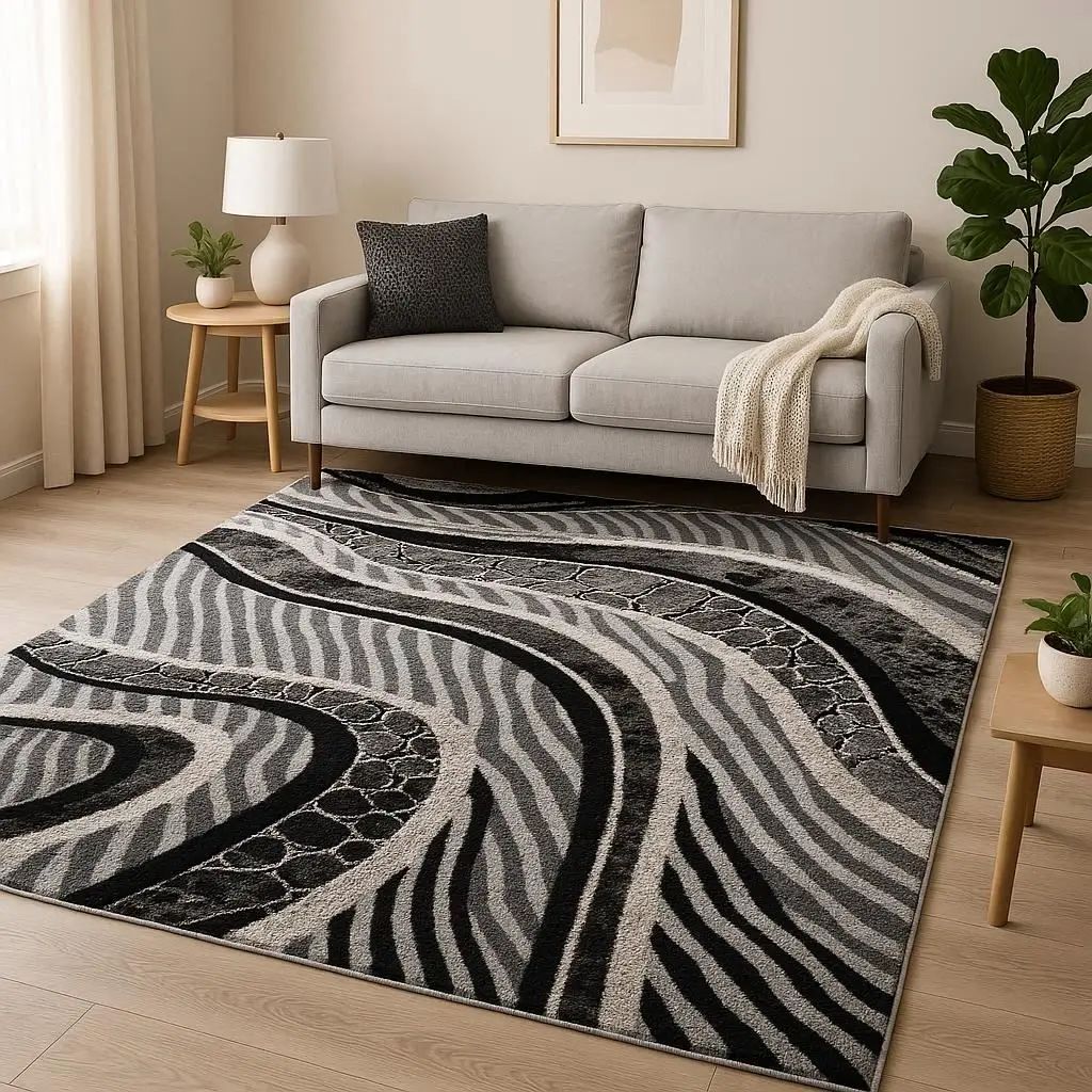 Ανάγλυφο Χαλί Tamara Γκρί Μαύρο