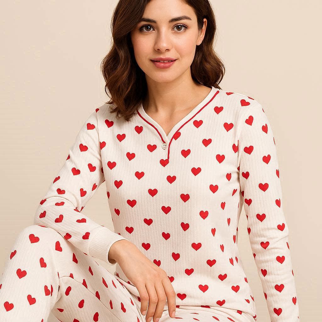 Χειμερινή Γυναικεία Πιτζάμα Red Hearts