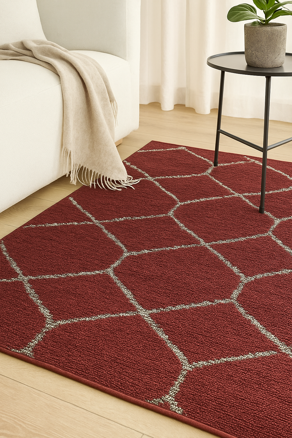 Μοκέτα Χαλί 2x3 μέτρα Καρό Κόκκινο